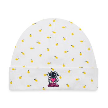 Stay Curious Astronaut - Baby Premium Organic Mütze - Weiß/Zitronengelb - Vorne