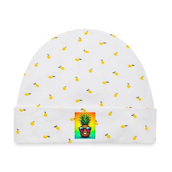 Ananas - Baby Premium Organic Mütze - Weiß/Zitronengelb - Vorne