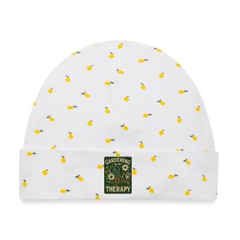 Gartenarbeit ist meine Therapie Blumendesign - Baby Premium Organic Mütze - Weiß/Zitronengelb - Vorne
