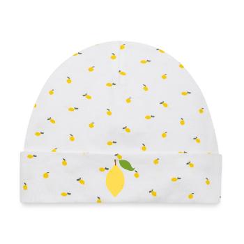 Modernes Zitronen-Zitrus-Muster-Design - Baby Premium Organic Mütze - Weiß/Zitronengelb - Vorne