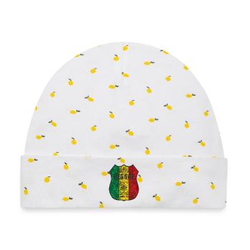 Reggae Flaggenmotiv mit kulturellem Design - Baby Premium Organic Mütze - Weiß/Zitronengelb - Vorne