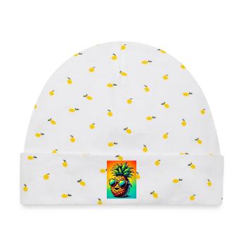 Ananas - Baby Premium Organic Mütze - Weiß/Zitronengelb - Vorne