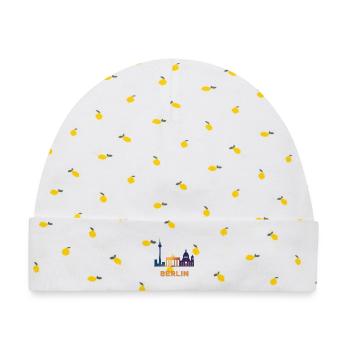 Berliner Skyline Farbverlauf - Baby Premium Organic Mütze - Weiß/Zitronengelb - Vorne