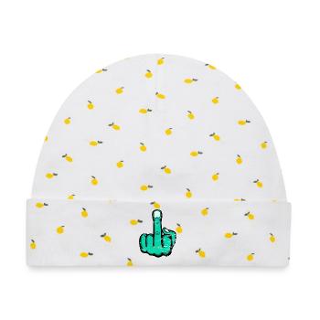 Mittelfinger Stinkefinger Design Grün used - Baby Premium Organic Mütze - Weiß/Zitronengelb - Vorne