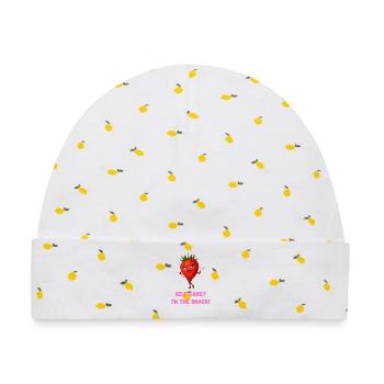 Selfcare - Erdbeere - Baby Premium Organic Mütze - Weiß/Zitronengelb - Vorne