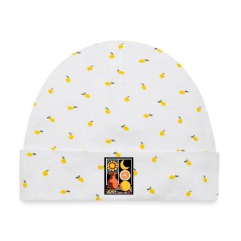 Sonnenblume Zitrus Mond - Baby Premium Organic Mütze - Weiß/Zitronengelb - Vorne
