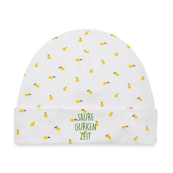 Saure Gurken Zeit - Baby Premium Organic Mütze - Weiß/Zitronengelb - Vorne