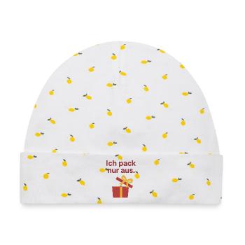 Ich pack nur aus. - Baby Premium Organic Mütze - Weiß/Zitronengelb - Vorne