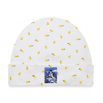 Seemann Mädchen Schulmädchen am Meeres in Blau - Baby Premium Organic Mütze - Weiß/Zitronengelb - Vorne