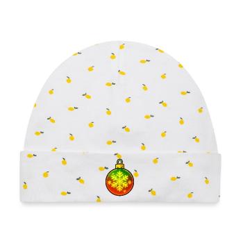 Weihnachtskugel Schneeflocke Ornament - Baby Premium Organic Mütze - Weiß/Zitronengelb - Vorne