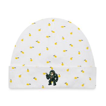 Bulldog-Pilot in schwerer Mech-Weltraumrüstung - Baby Premium Organic Mütze - Weiß/Zitronengelb - Vorne