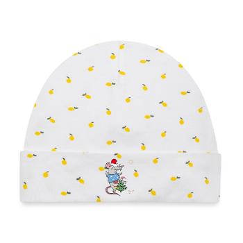 Weihnachtsmaus mit Tannenbaum - Baby Premium Organic Mütze - Weiß/Zitronengelb - Vorne