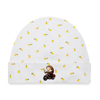 Motorrad Igel - Baby Premium Organic Mütze - Weiß/Zitronengelb - Vorne