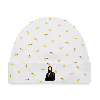 Herman Melville Noir Lederporträt - Baby Premium Organic Mütze - Weiß/Zitronengelb - Vorne