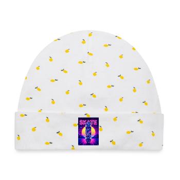 Skate Neon Tower – Retro 80er Street Style - Baby Premium Organic Mütze - Weiß/Zitronengelb - Vorne