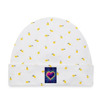 Neon Heart Pulse – Retro-80er-Liebe - Baby Premium Organic Mütze - Weiß/Zitronengelb - Vorne