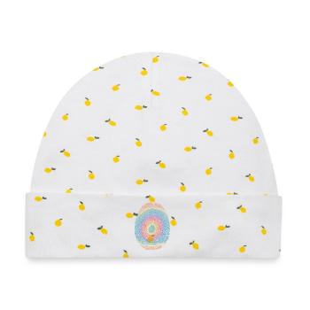 Bunte Fingerprint-Spirale - Baby Premium Organic Mütze - Weiß/Zitronengelb - Vorne