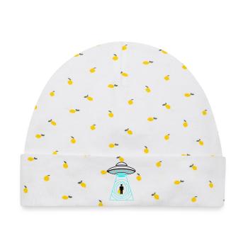 UFO Entführung Beam Me Up Vektor - Baby Premium Organic Mütze - Weiß/Zitronengelb - Vorne
