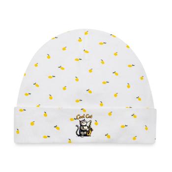 Cool Cat Jazz - Baby Premium Organic Mütze - Weiß/Zitronengelb - Vorne
