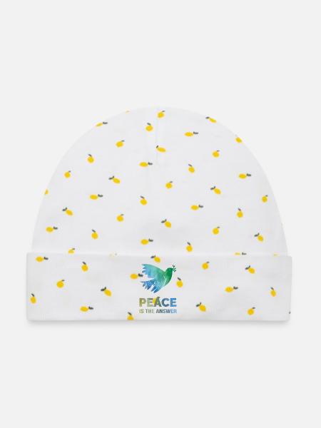 Peace Is The Answer – Aquarell Friedenstaube - Baby Premium Organic Mütze - Weiß/Zitronengelb
