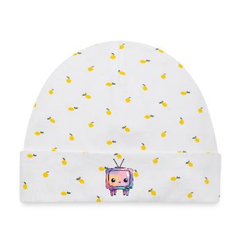Pastell TV Kawaii Retro - Baby Premium Organic Mütze - Weiß/Zitronengelb - Vorne