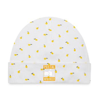 Post Poststempel Postbote - Baby Premium Organic Mütze - Weiß/Zitronengelb - Vorne