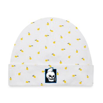 Skull Mohawk Punk-Grafik - Baby Premium Organic Mütze - Weiß/Zitronengelb - Vorne
