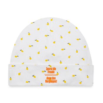 Erstmal Freude - Baby Premium Organic Mütze - Weiß/Zitronengelb - Vorne