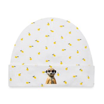 Erdmännchen Meerkat Süßes Surikate Mangusten - Baby Premium Organic Mütze - Weiß/Zitronengelb - Vorne