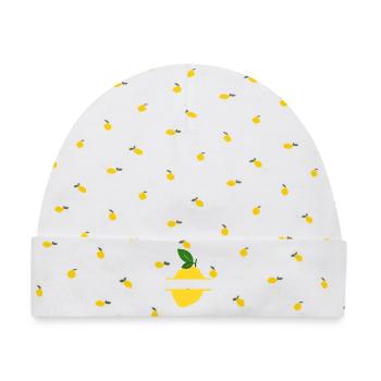 Lemon Split Frame - Baby Premium Organic Mütze - Weiß/Zitronengelb - Vorne