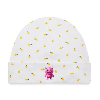 pinkes Monster - Baby Premium Organic Mütze - Weiß/Zitronengelb - Vorne