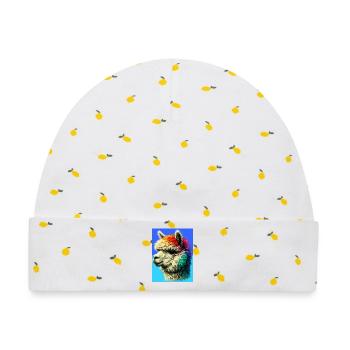 Alpaka - Baby Premium Organic Mütze - Weiß/Zitronengelb - Vorne