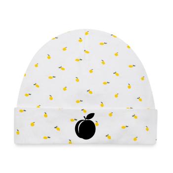 Pfirsich-Silhouette – süßes Sommerdesign - Baby Premium Organic Mütze - Weiß/Zitronengelb - Vorne