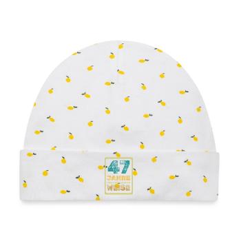 Weisheit 47 - Baby Premium Organic Mütze - Weiß/Zitronengelb - Vorne