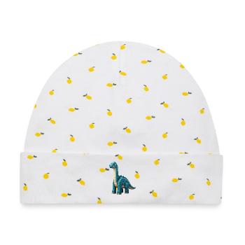 Pixel Brontosaurus - Baby Premium Organic Mütze - Weiß/Zitronengelb - Vorne