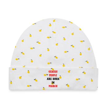 Genie-Genie für Geburtstagshumor werden im März geboren - Baby Premium Organic Mütze - Weiß/Zitronengelb - Vorne