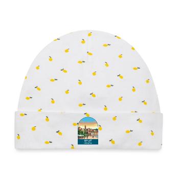 Split Kroatien Vintage-Reiseplakat-Kunst - Baby Premium Organic Mütze - Weiß/Zitronengelb - Vorne