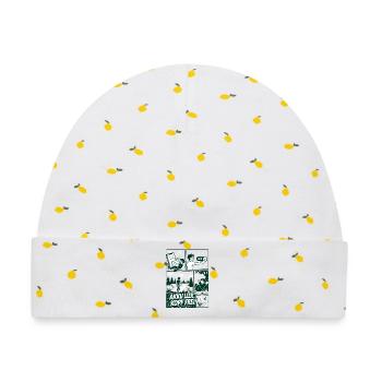 Akku Leer Kopf Frei Naturmotiv - Baby Premium Organic Mütze - Weiß/Zitronengelb - Vorne