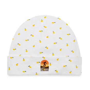 Venice Beach Sunset Skateboard - Baby Premium Organic Mütze - Weiß/Zitronengelb - Vorne