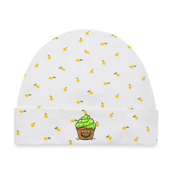 Grusel Cupcake Grün - Baby Premium Organic Mütze - Weiß/Zitronengelb - Vorne