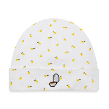 Pixel-Ei - Baby Premium Organic Mütze - Weiß/Zitronengelb - Vorne