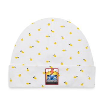 Buntglas-Boombox-Illustration - Baby Premium Organic Mütze - Weiß/Zitronengelb - Vorne