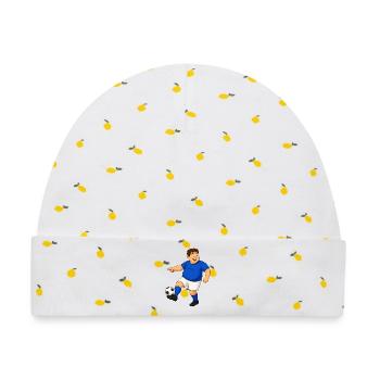 Fußballer in Aktion - Baby Premium Organic Mütze - Weiß/Zitronengelb - Vorne