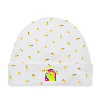 Dino Party Boombox Neon - Baby Premium Organic Mütze - Weiß/Zitronengelb - Vorne