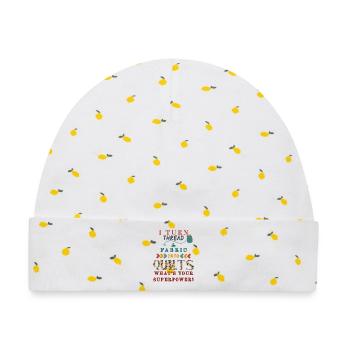 Faden & Quilt – Deine Superkraft - Baby Premium Organic Mütze - Weiß/Zitronengelb - Vorne