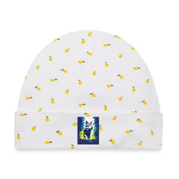 Geometrischer Wolf-Neonwald - Baby Premium Organic Mütze - Weiß/Zitronengelb - Vorne
