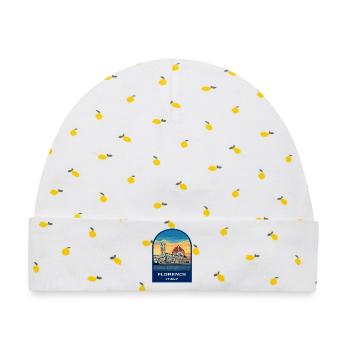 Kathedrale Florenz, Italien Retro-Sonnenuntergangs-Reiseabzeichen - Baby Premium Organic Mütze - Weiß/Zitronengelb - Vorne