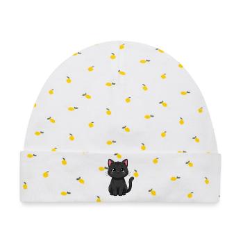 Schwarze Katze Kawaii Katze Geschenk Katzenmama - Baby Premium Organic Mütze - Weiß/Zitronengelb - Vorne