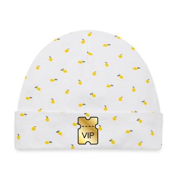 VIP-Gold-Ticket - Baby Premium Organic Mütze - Weiß/Zitronengelb - Vorne