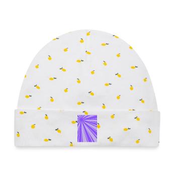 Violette Pulsationsgrafik - Baby Premium Organic Mütze - Weiß/Zitronengelb - Vorne